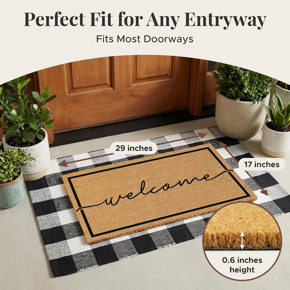 Classic Welcome Non‑Slip Coir Doormat