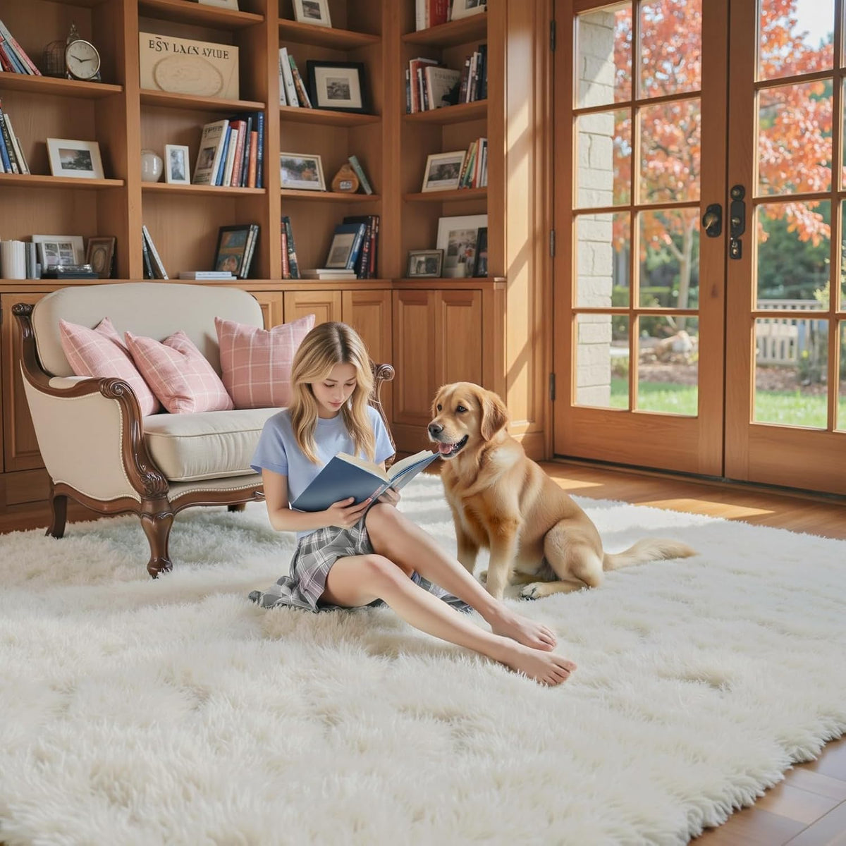 8x10 Cream Large Plush Shaggy Area Rug