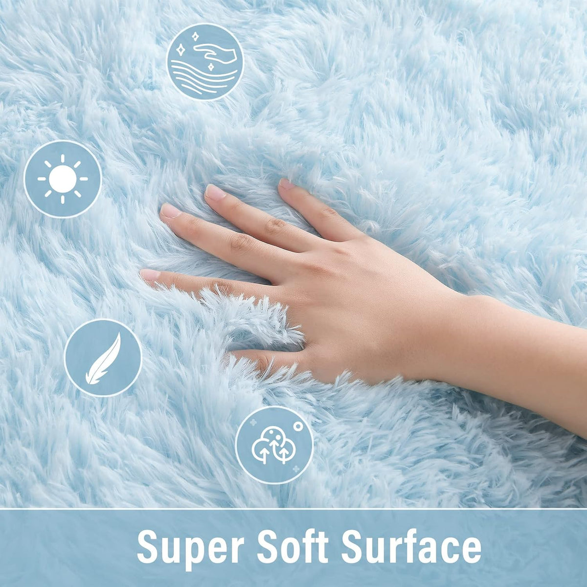 Baby Blue Plush Shaggy Area Rug