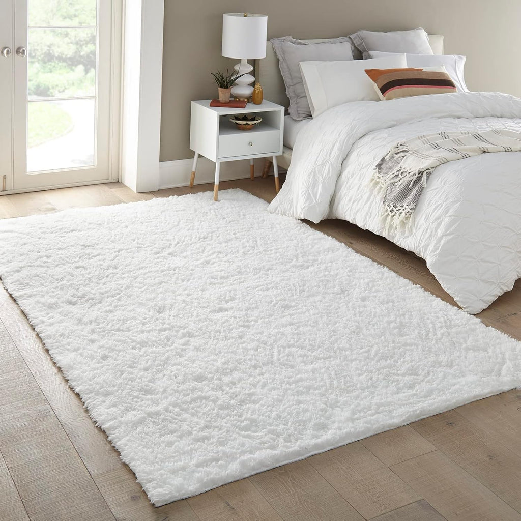 White Fluffy Shaggy Area Rug