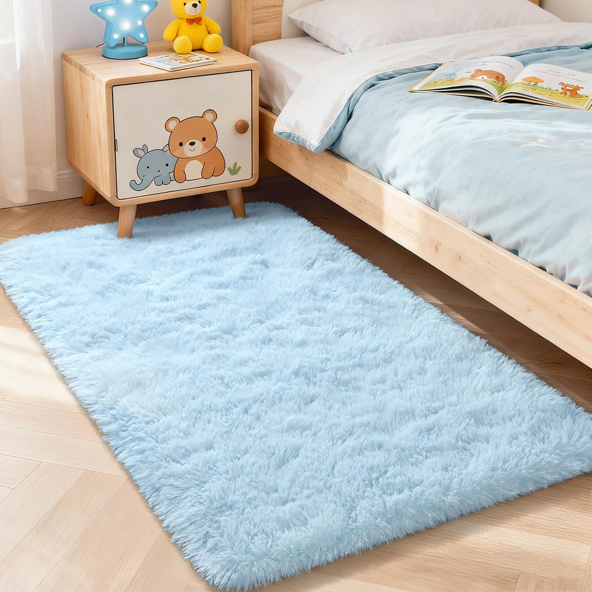 Baby Blue Plush Shaggy Area Rug