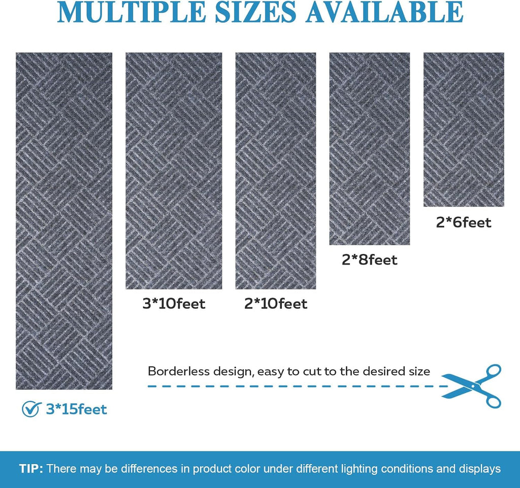 Dark Grey Stripe Non‑Slip Runner Rug