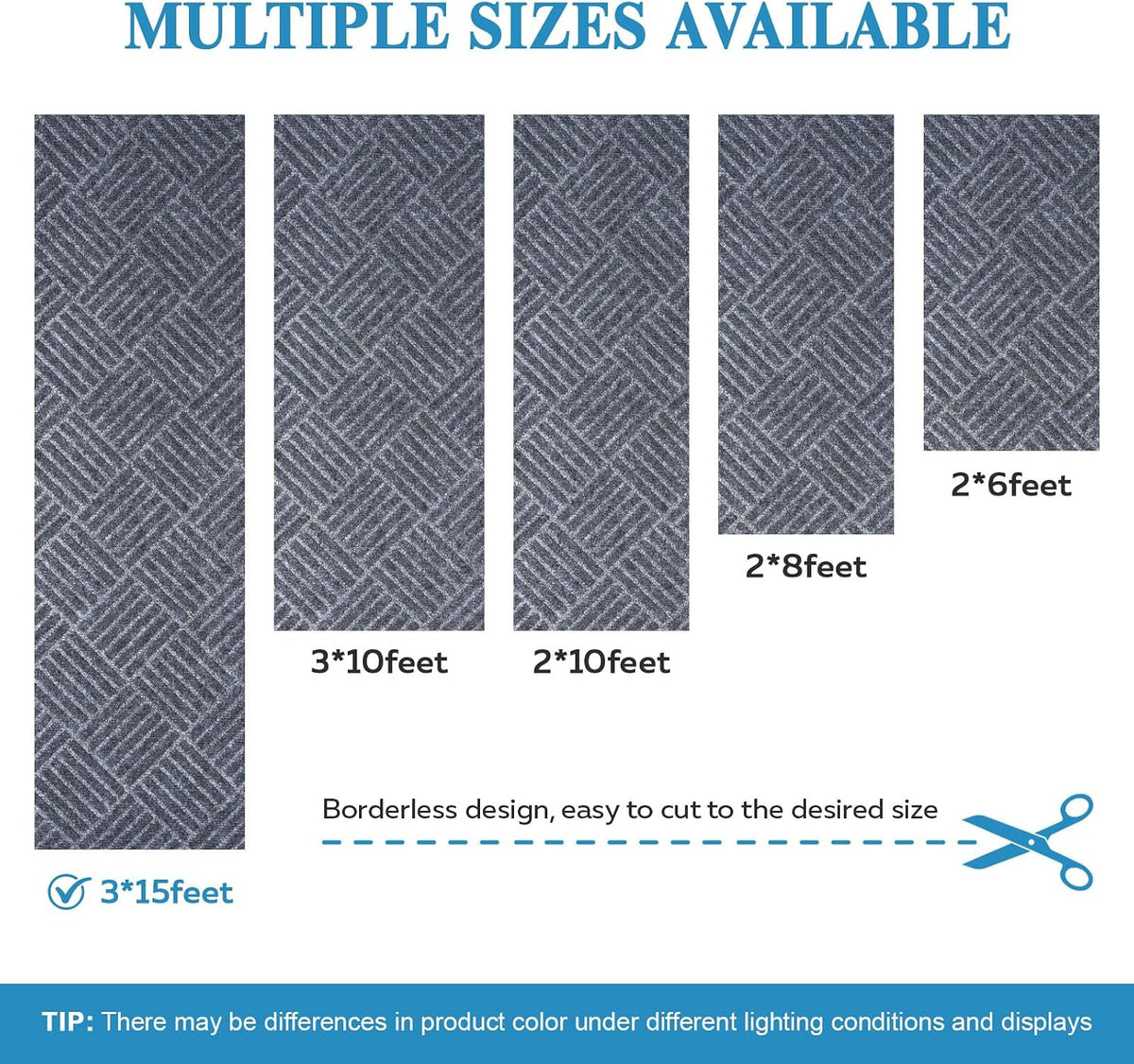 Dark Grey Stripe Non‑Slip Runner Rug