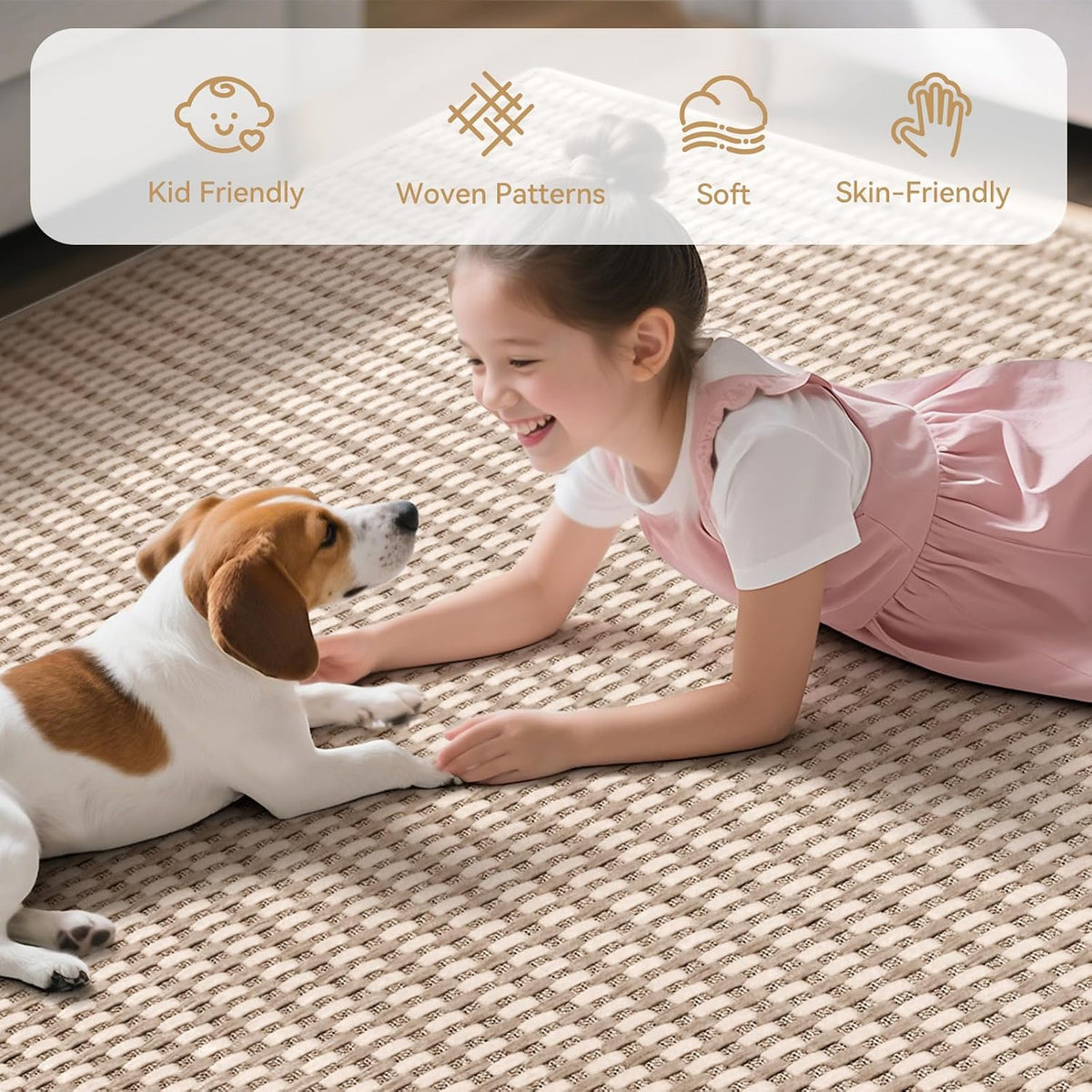 Brown Washable Non-Slip Area Rug