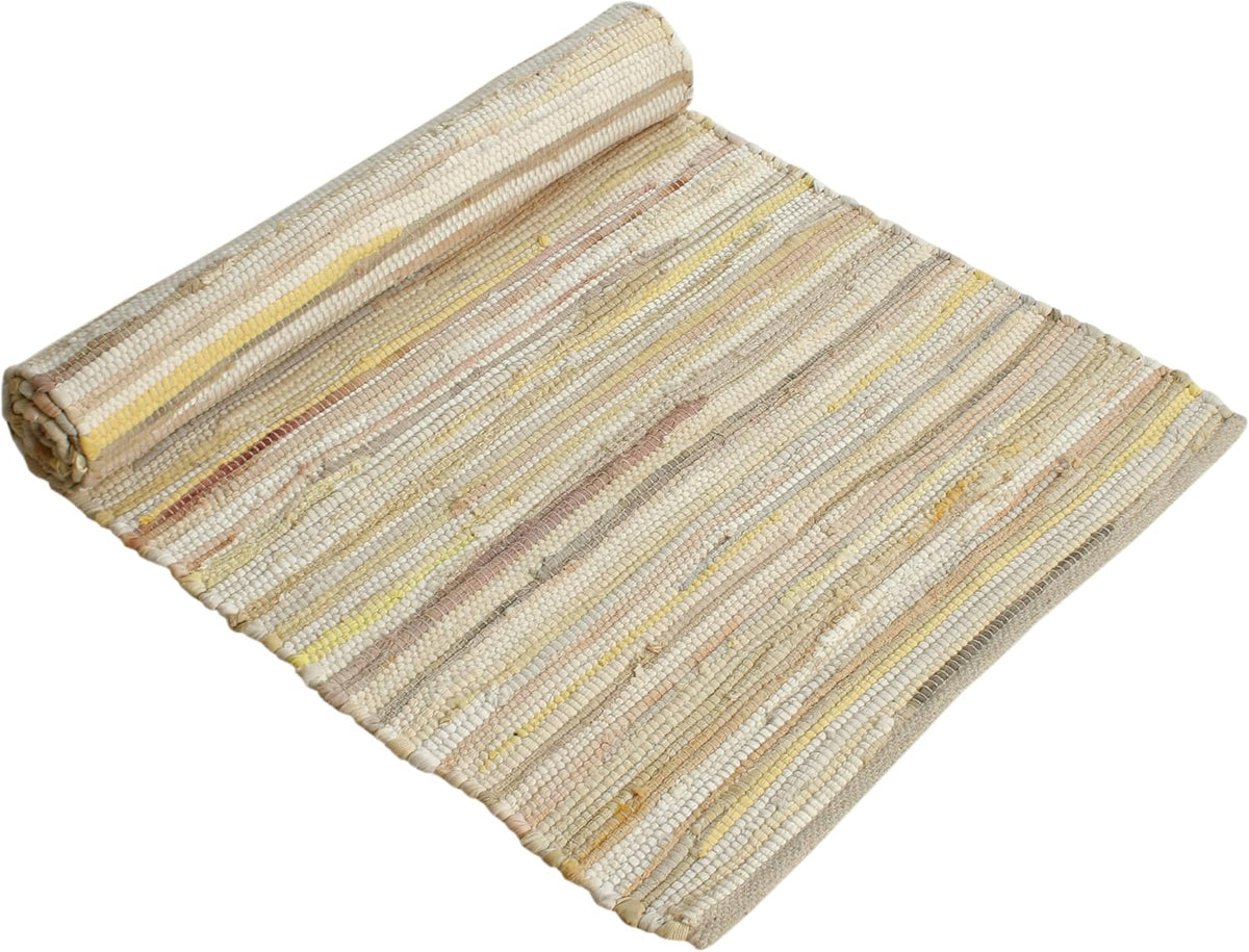 Beige Cotton Runner Rug