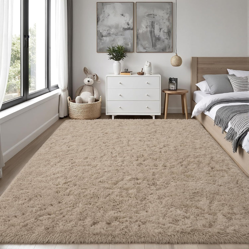 Camel Fluffy Shag Area Rug