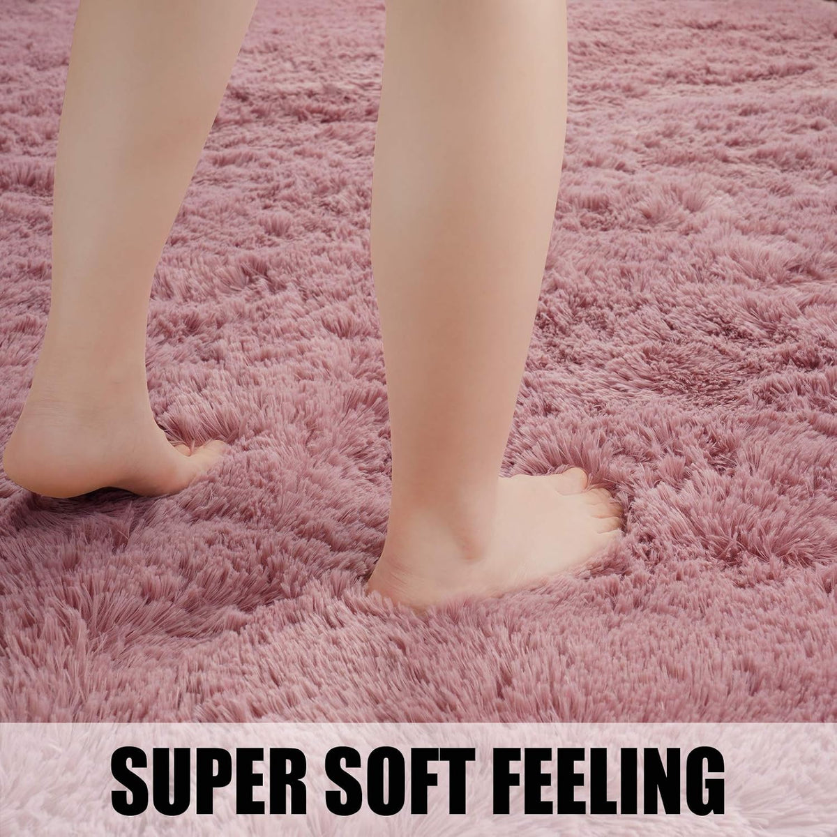 Blush Plush Fluffy Shaggy Area Rug