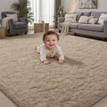 Camel Fluffy Shag Area Rug