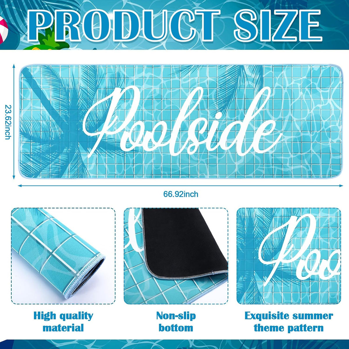 Palm Rubber Pool Deck Mat