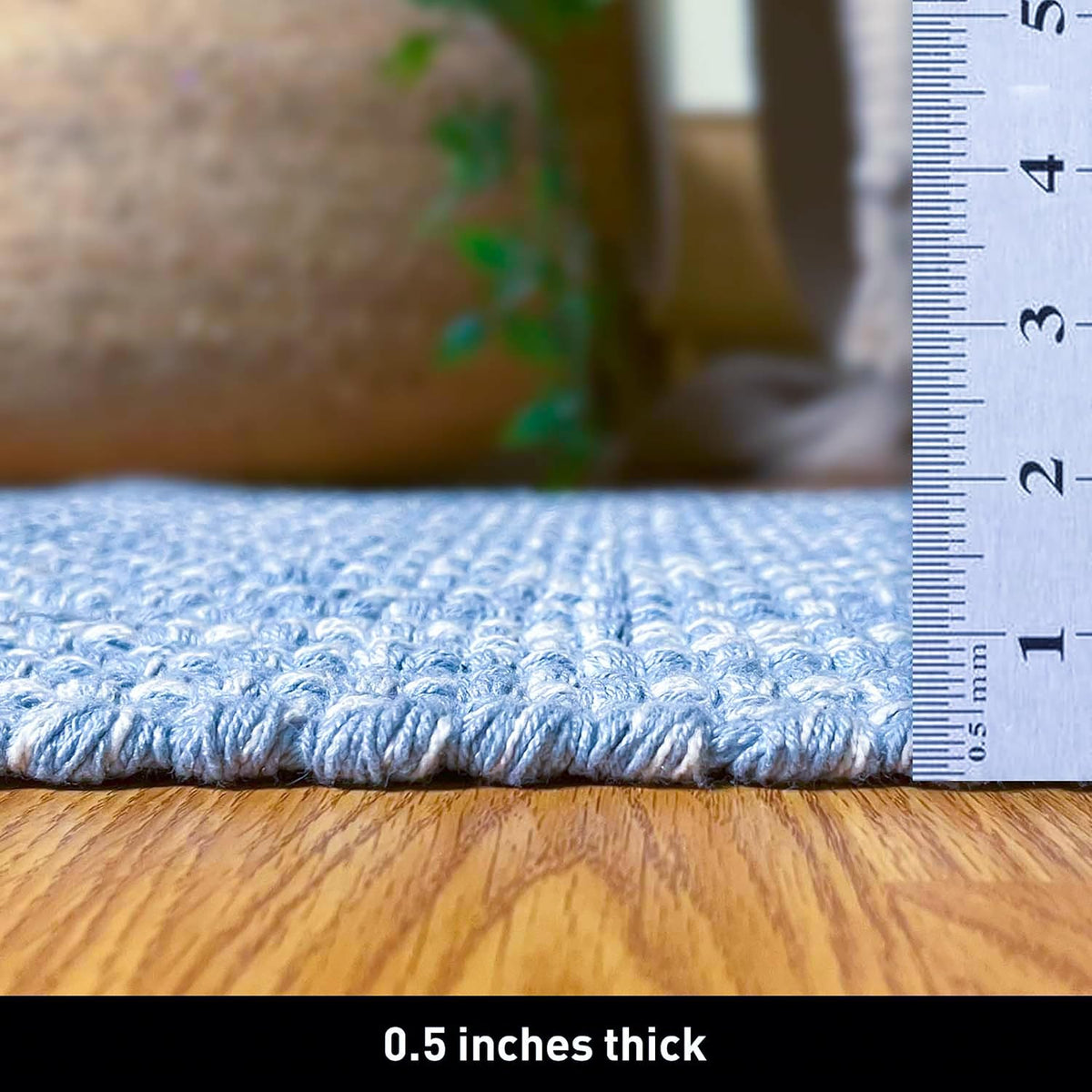 Home Blue White Cotton Runner Rug