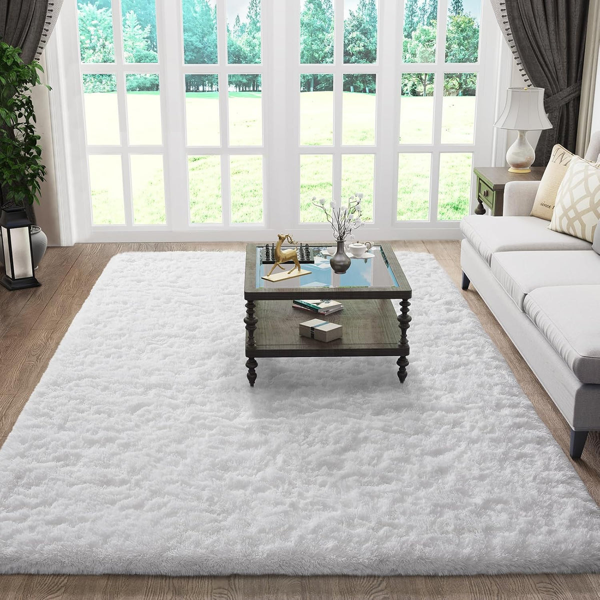 White Fluffy Shaggy Area Rug