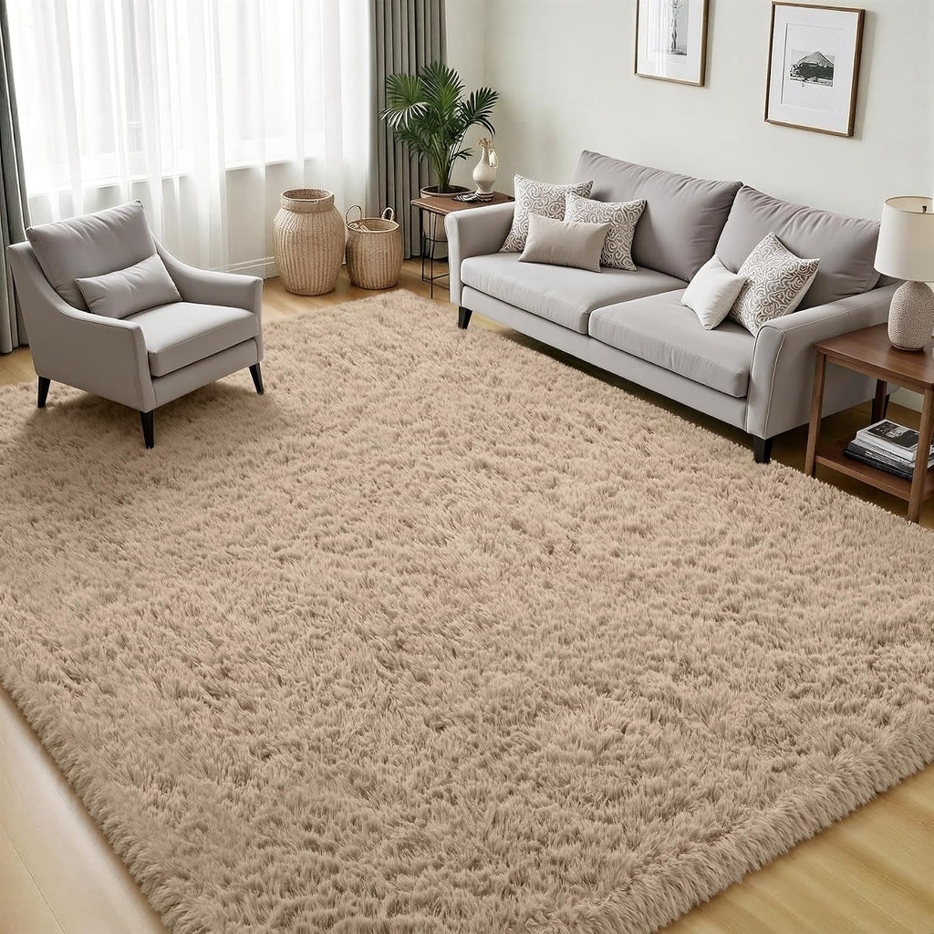 Camel Fluffy Shag Area Rug