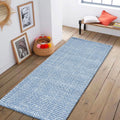 Home Blue White Cotton Runner Rug
