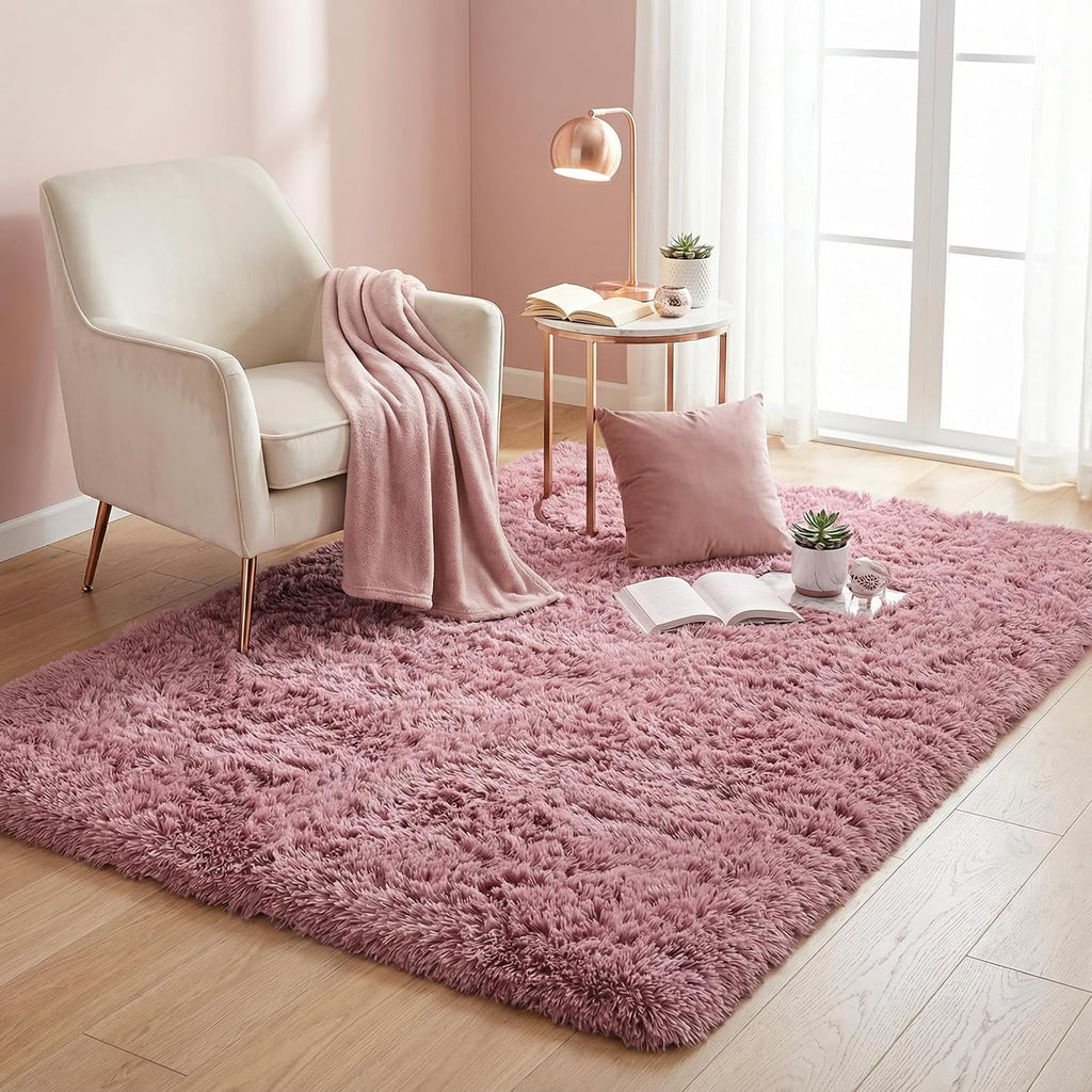 Blush Plush Fluffy Shaggy Area Rug