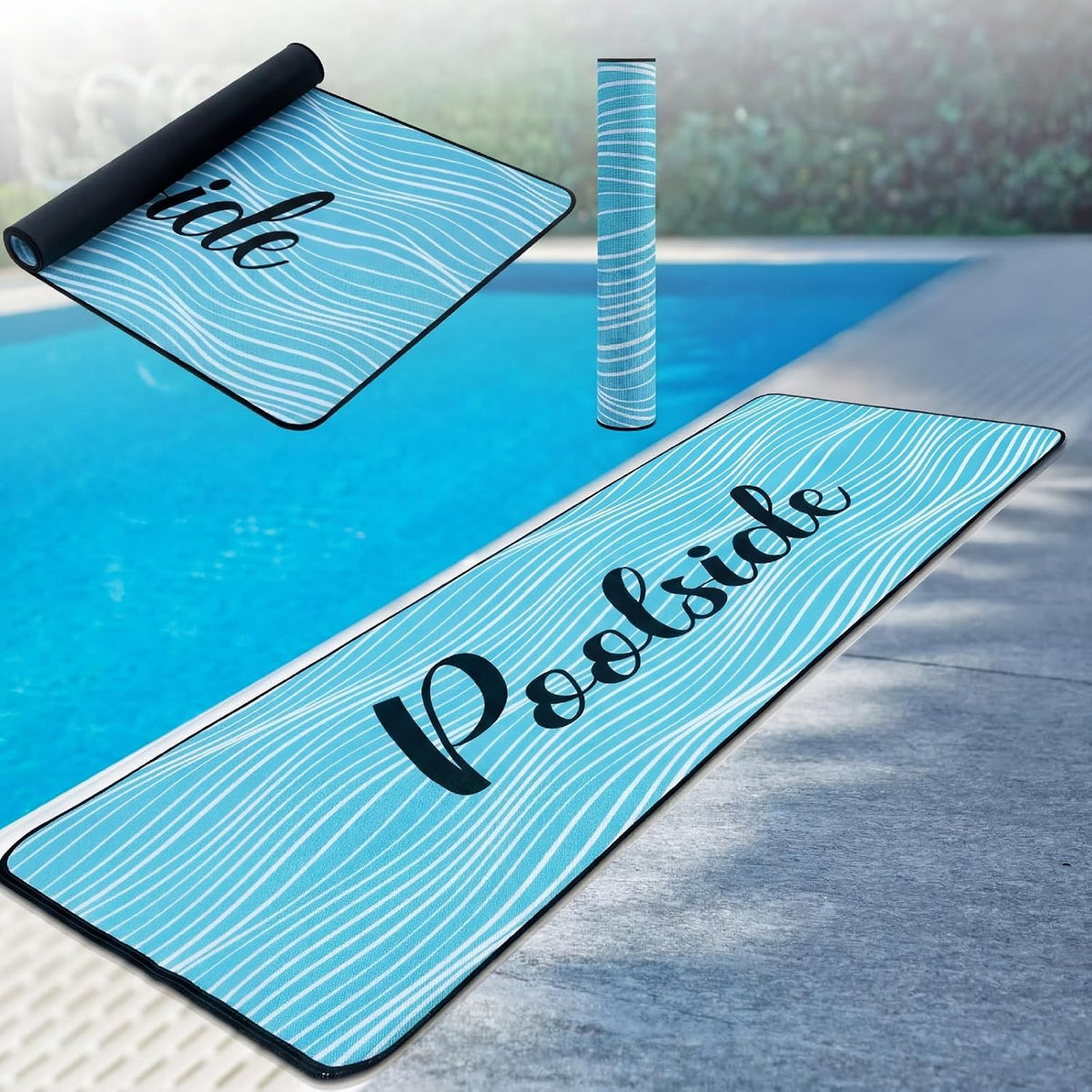 Blue Rubber Drainage Pool Deck Mat