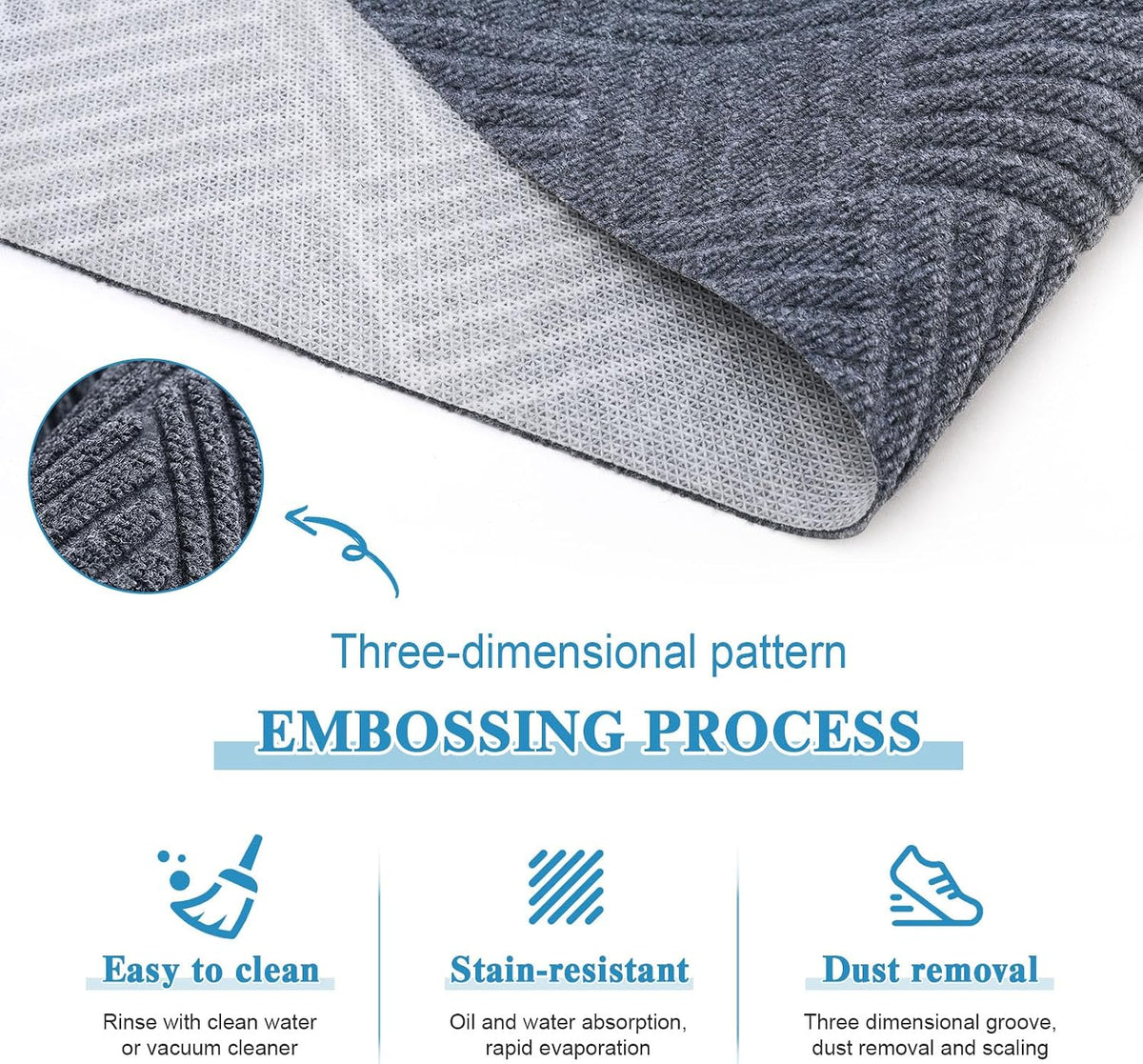 Dark Grey Stripe Non‑Slip Runner Rug