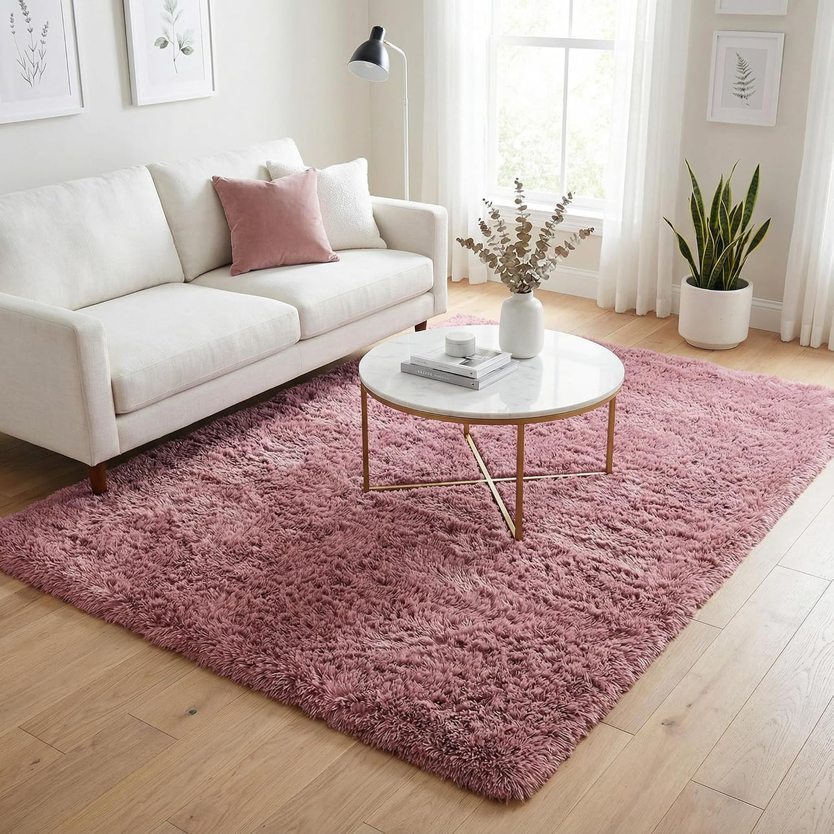 Blush Plush Fluffy Shaggy Area Rug