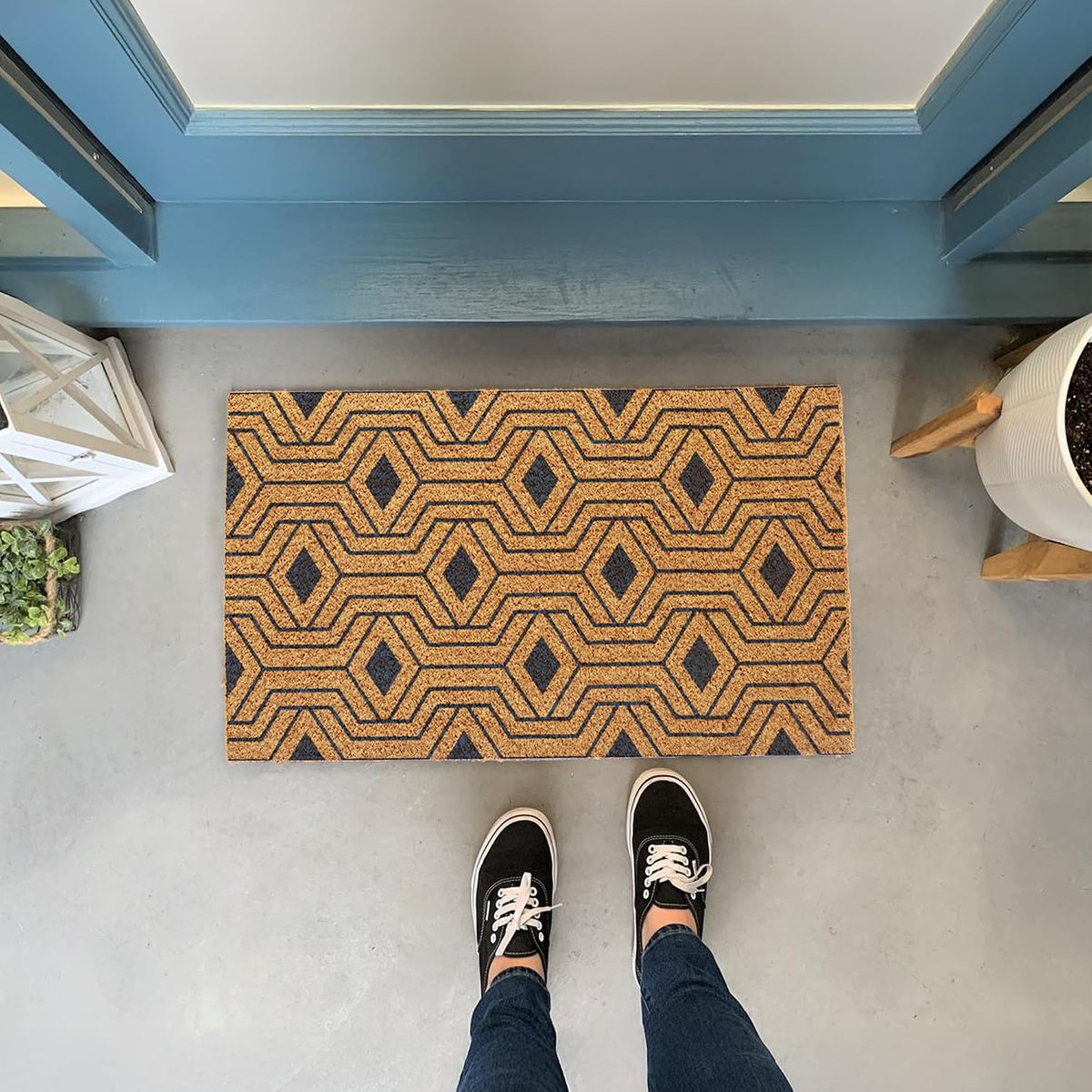 Hexagon Beige Coir Doormat
