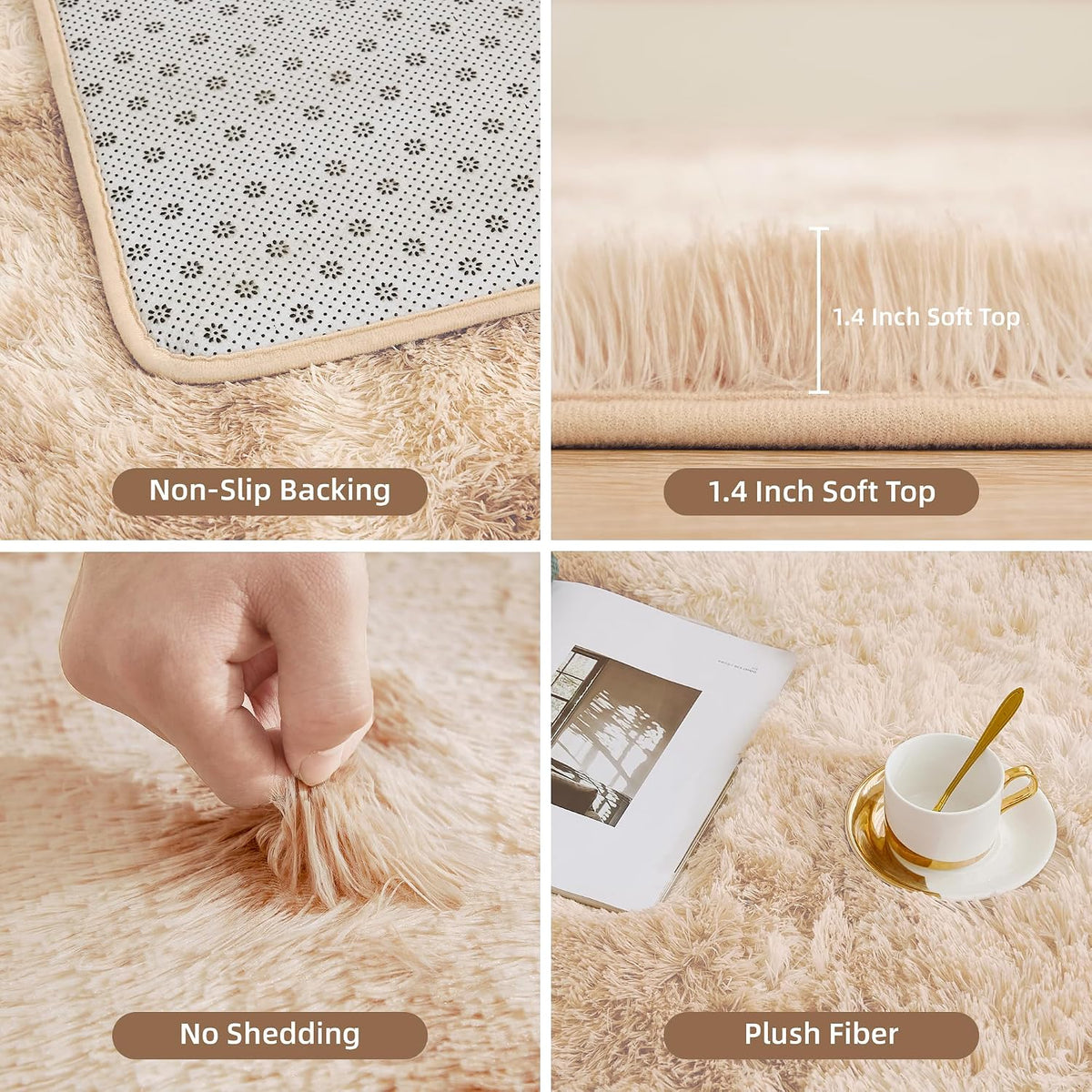 Beige Tie-Dyed Shag Area Rug