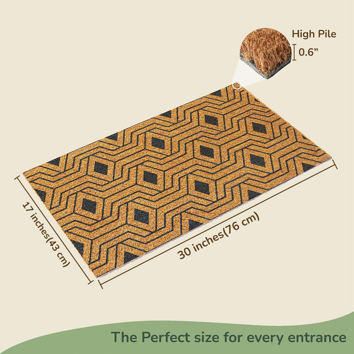 Hexagon Beige Coir Doormat