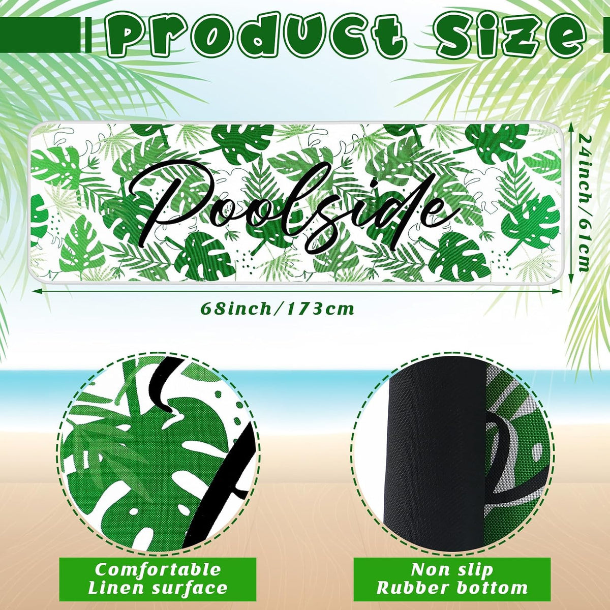 Palm Leaf Poolside Runner Mat