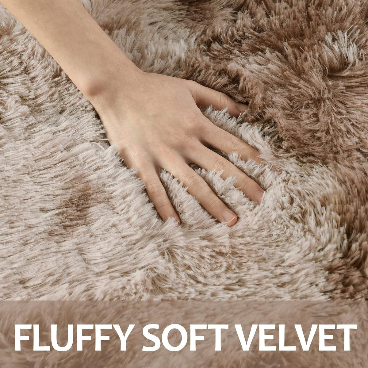 Brown Tie-Dyed Washable Area Rug