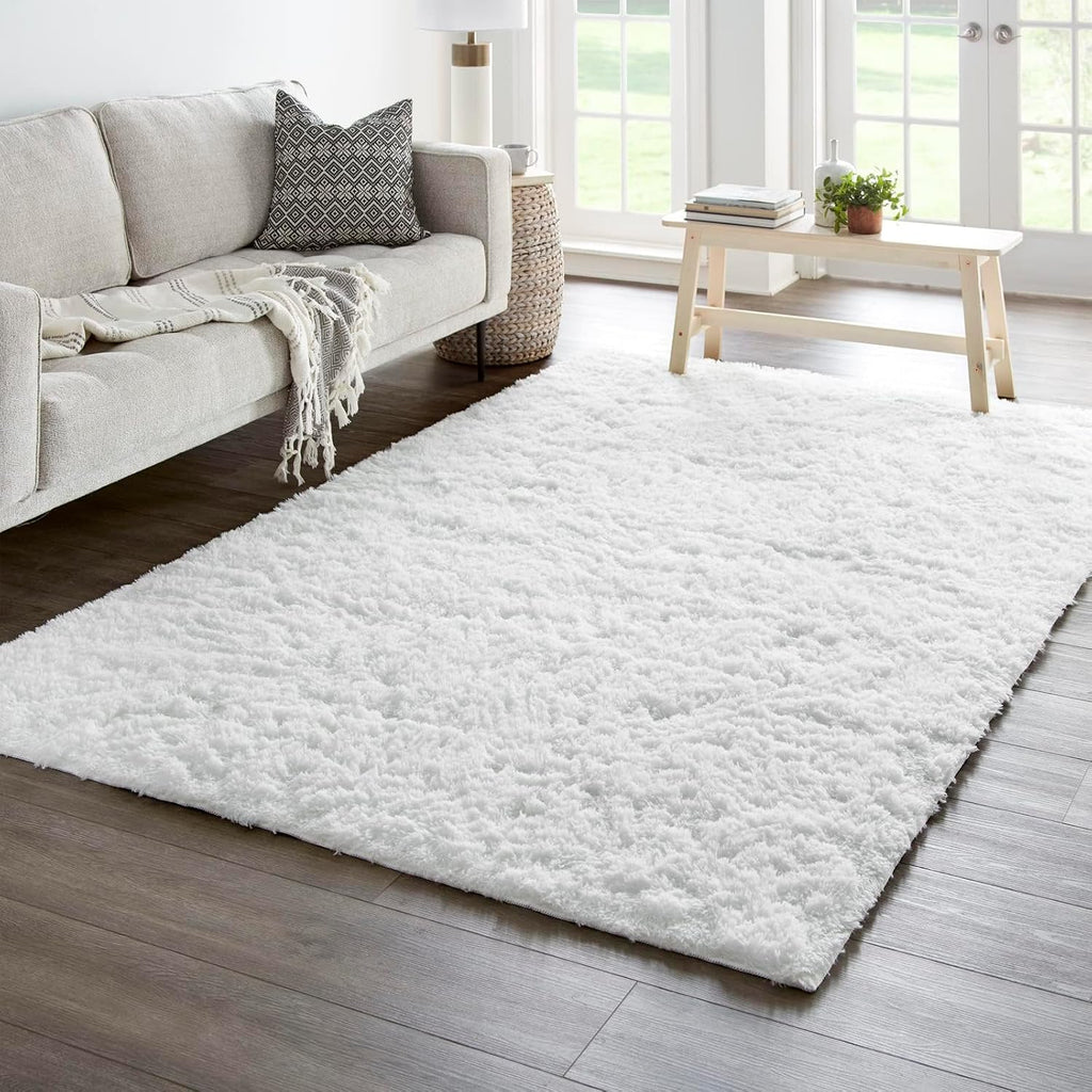 White Fluffy Shaggy Area Rug