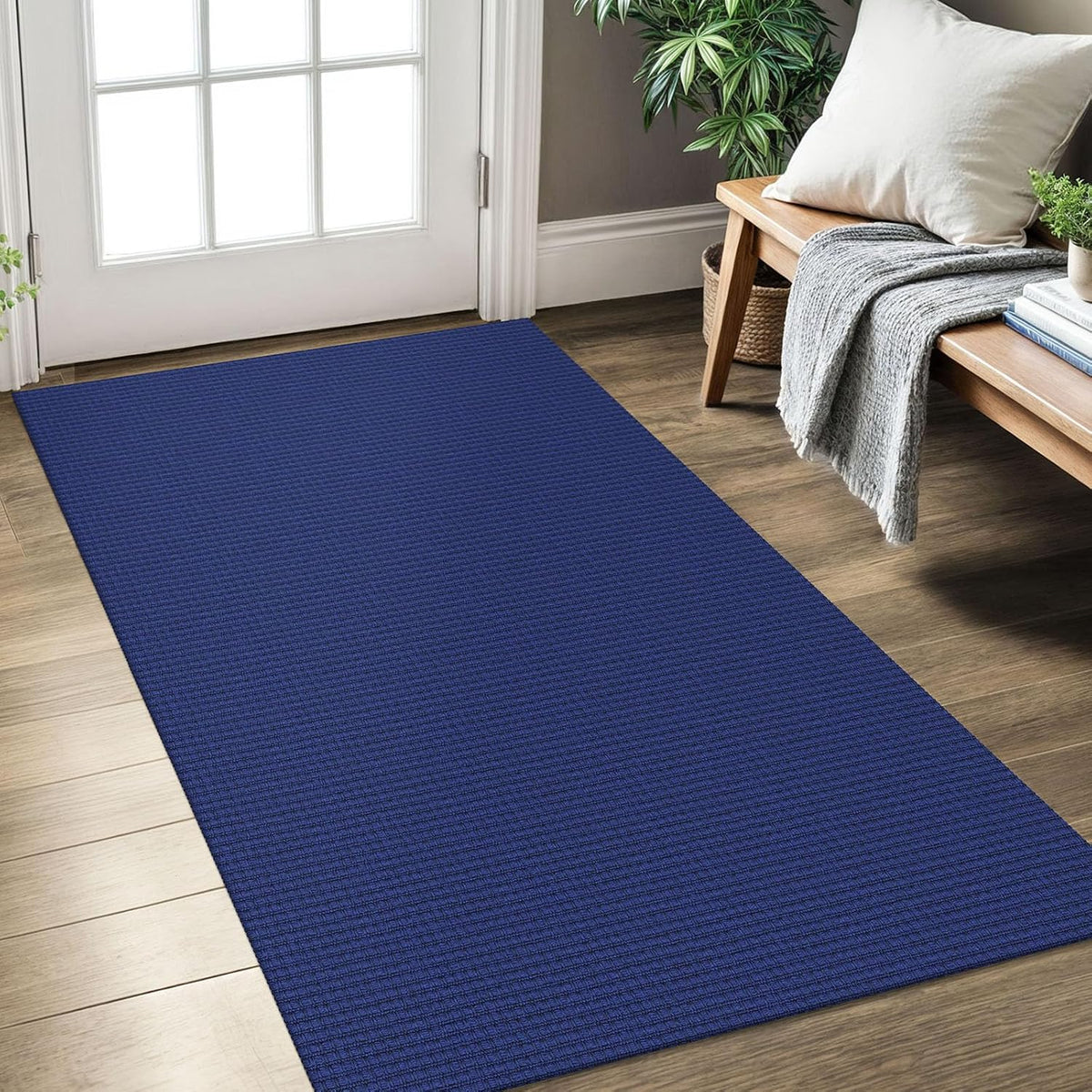 Navy Woven Washable Area Rug