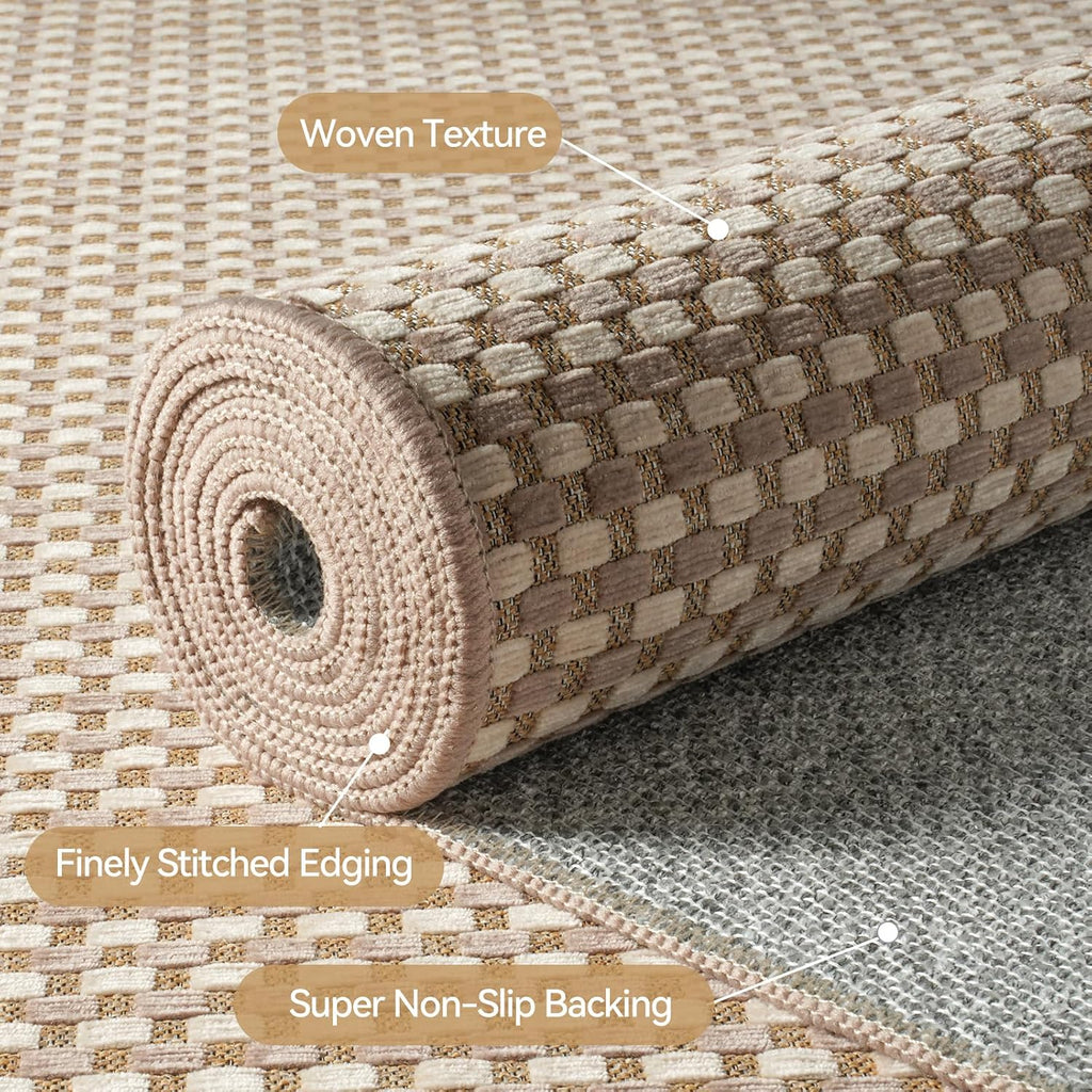 Brown Washable Non-Slip Area Rug
