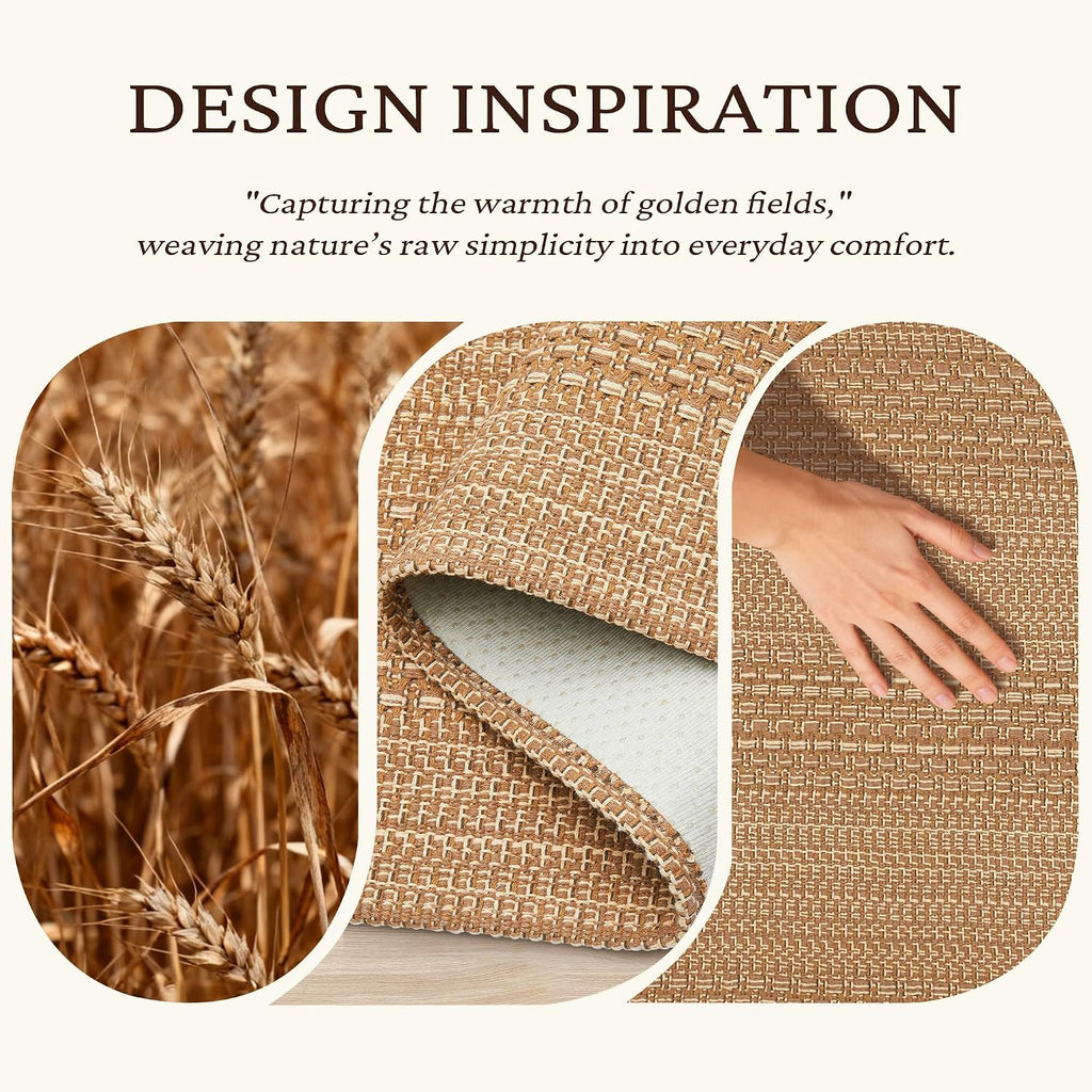 Brown Woven Washable Runner Rug