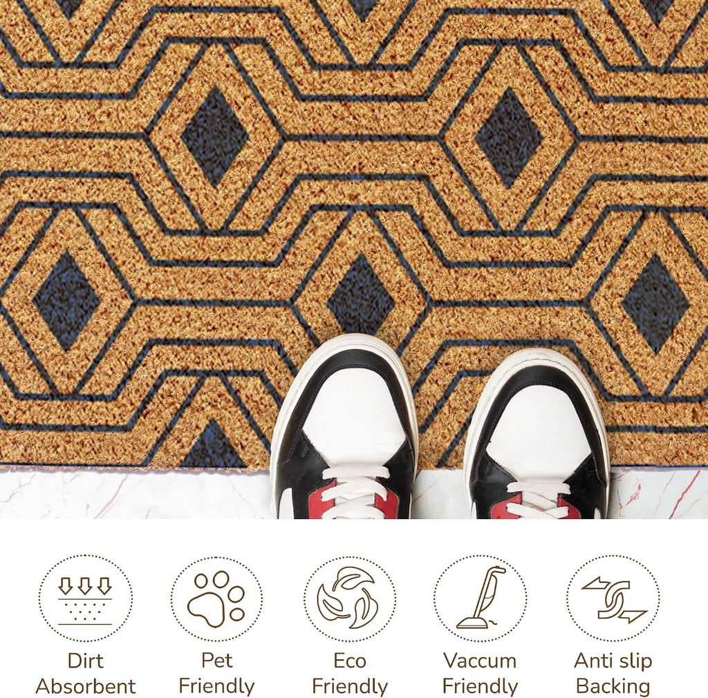 Hexagon Beige Coir Doormat