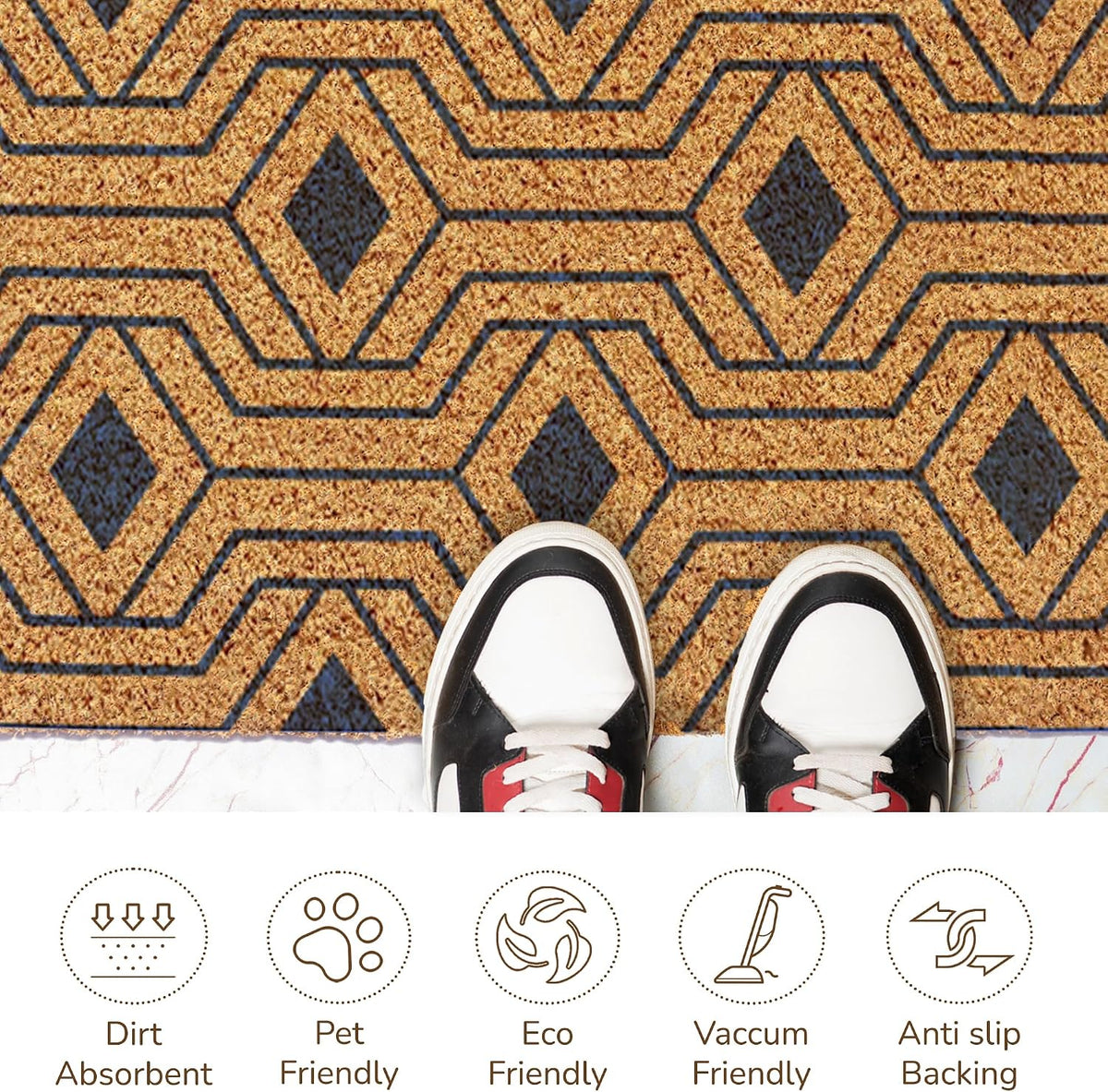 Hexagon Beige Coir Doormat