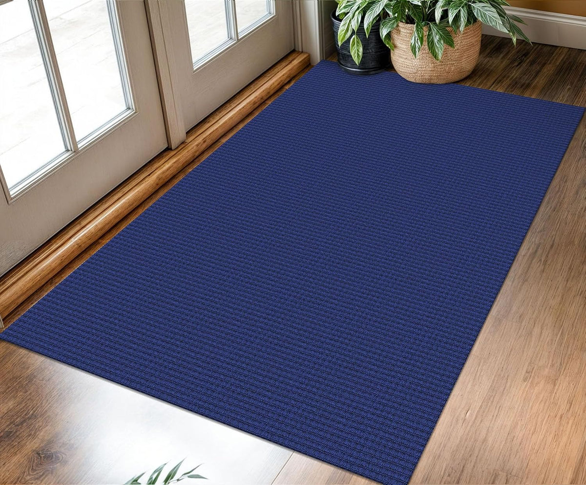Navy Woven Washable Area Rug
