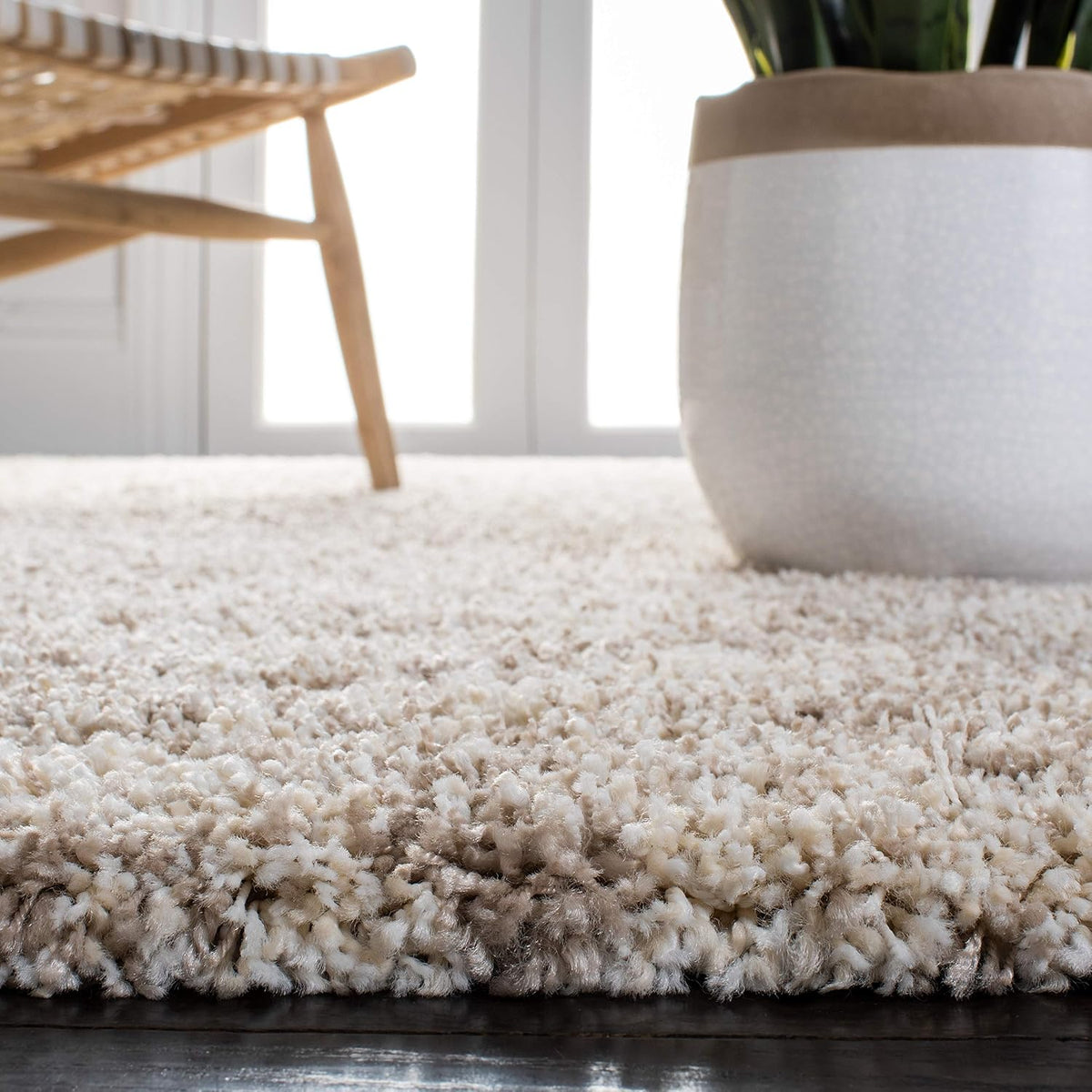 Ivory Beige Hudson Shag Rug