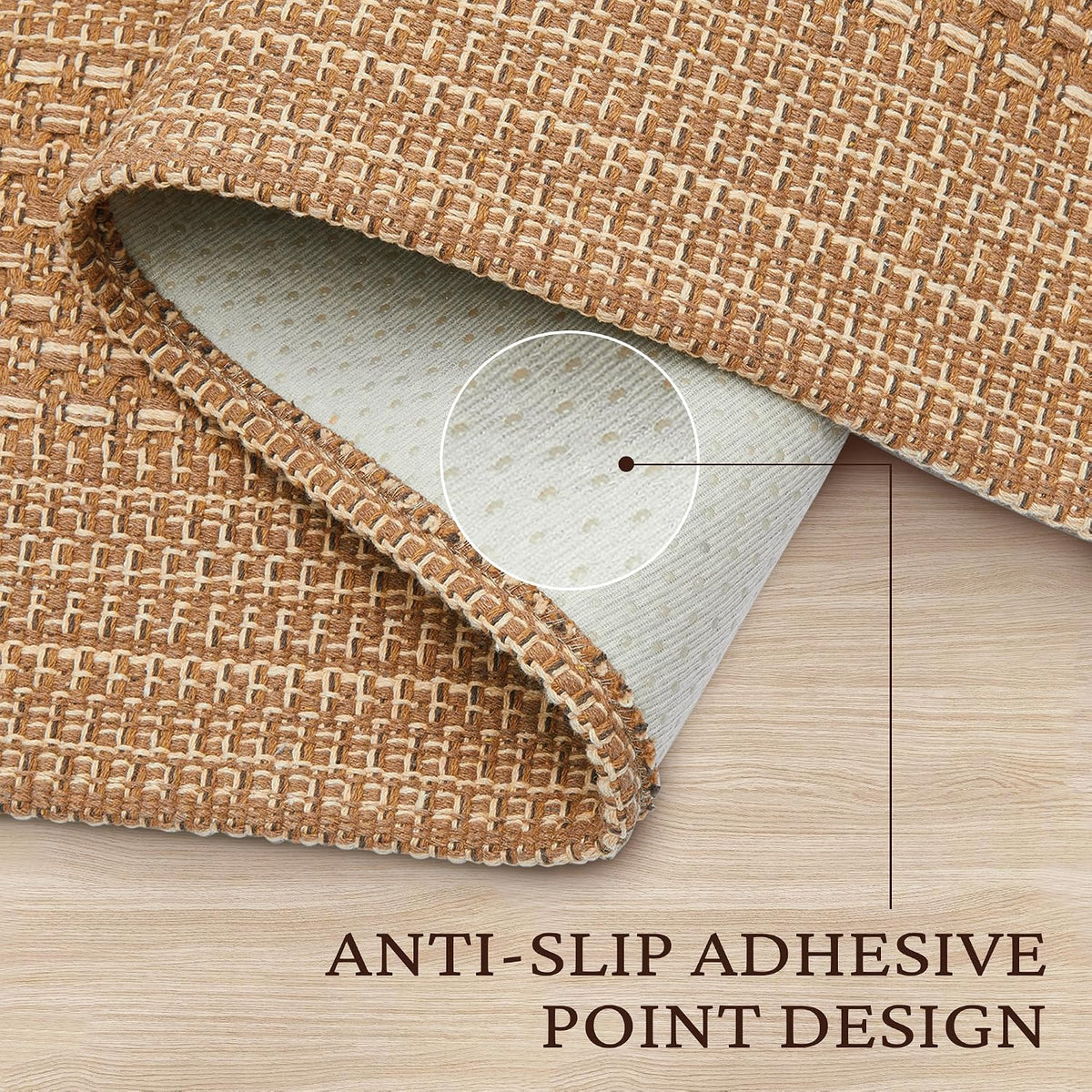Brown Woven Washable Runner Rug