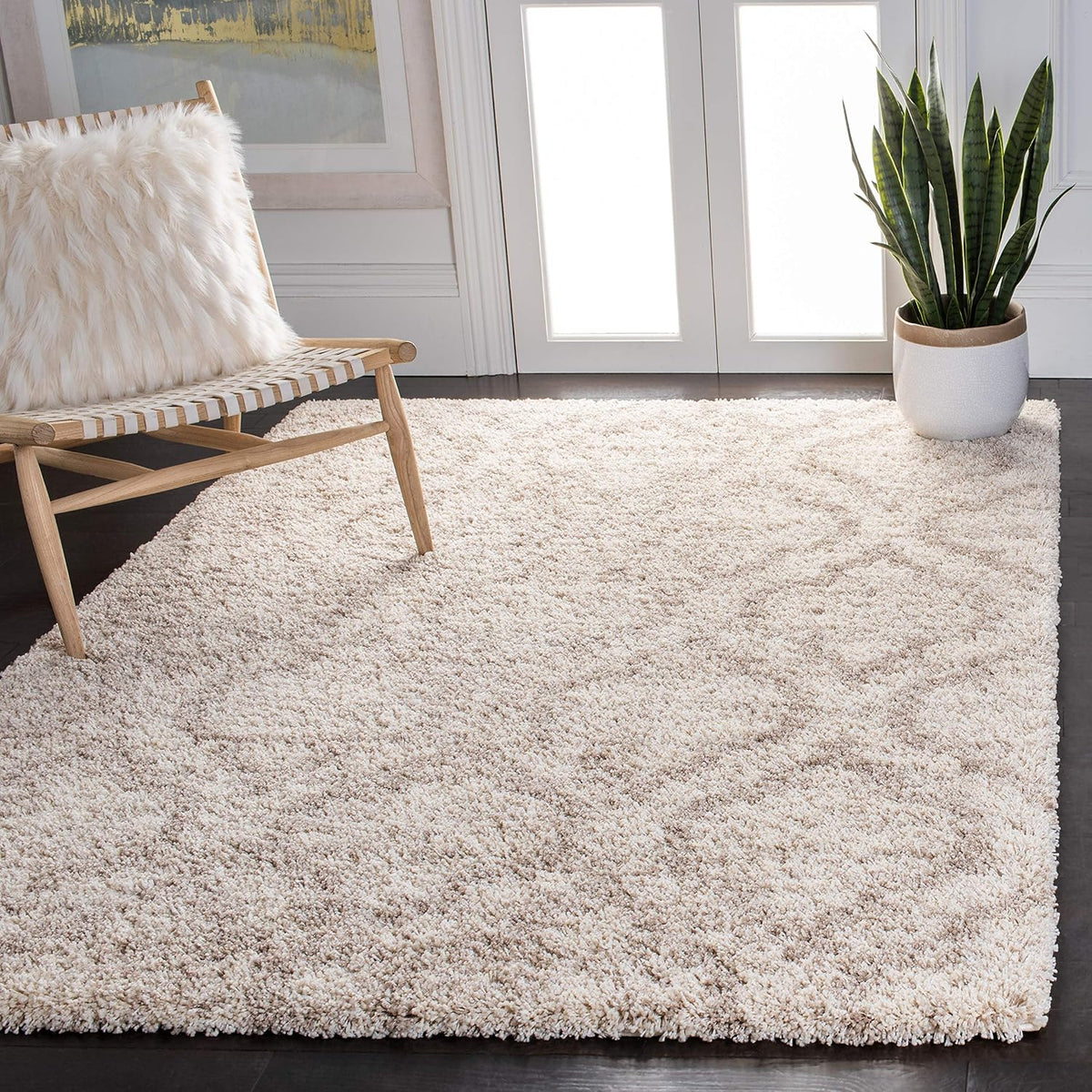 Ivory Beige Hudson Shag Rug
