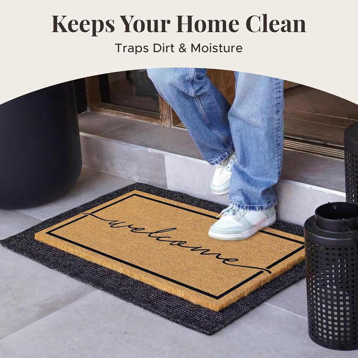 Classic Welcome Non‑Slip Coir Doormat